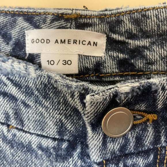 Good American Good Classic Denim Distressed Jeans Size 30 NWT Acid Wash - Picture 6 of 11
